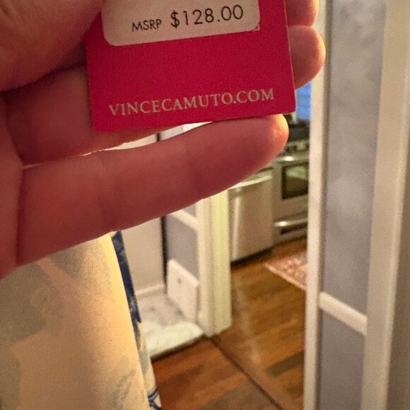 NWT Vince Camuto Blue and White Floral Scuba Knit Fit & Flare Dress. Size 10 - Picture 4 of 11